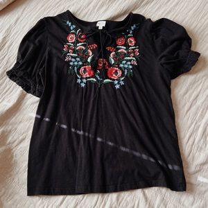 Embroidered Flower Shirt